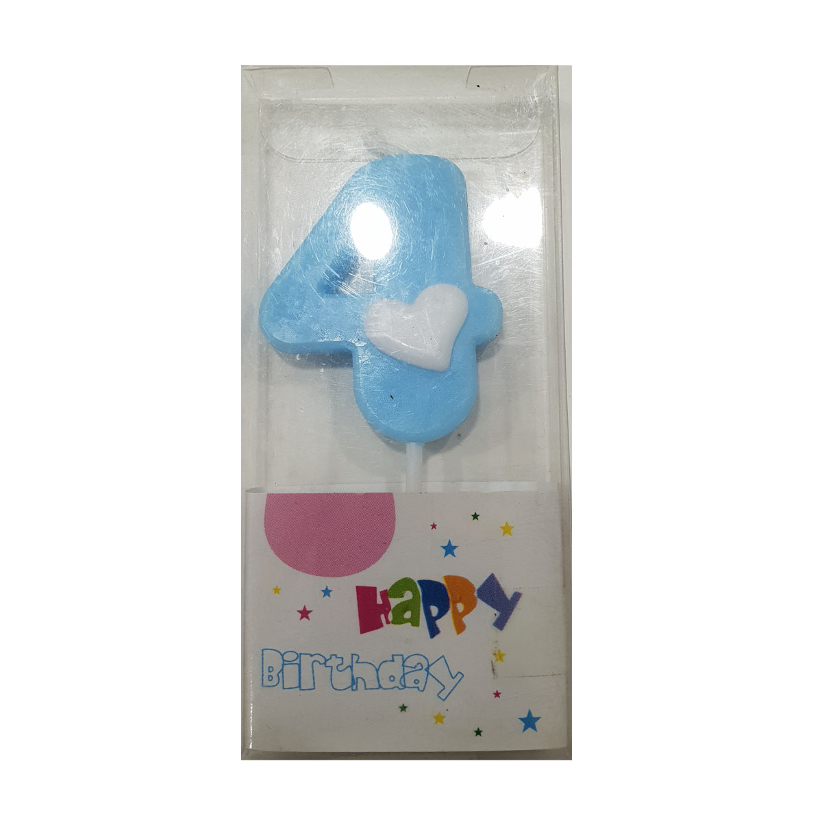 #4 Blue with White Heart Candle